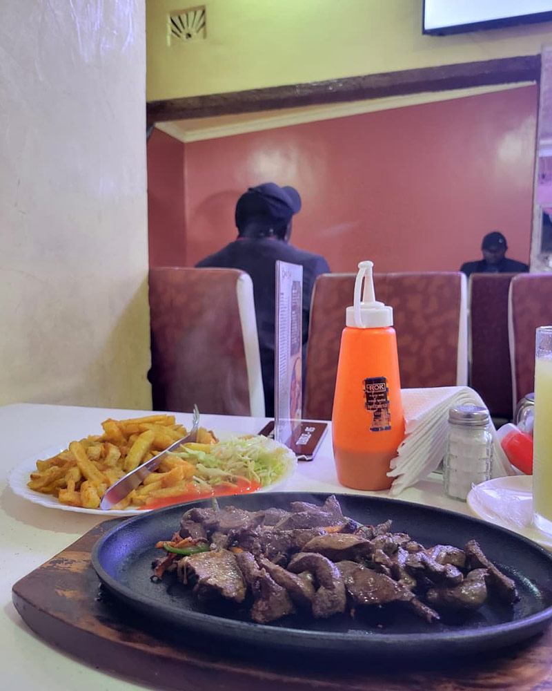 Liver rice with chips grand cafe Naivasha