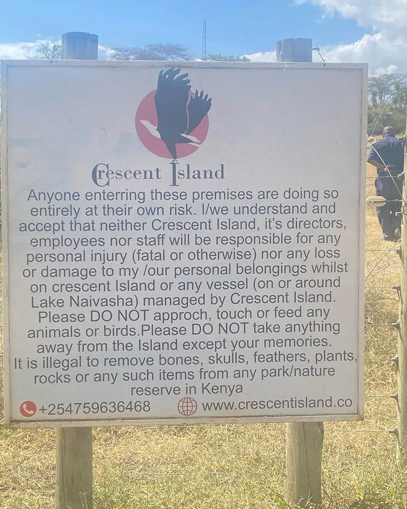 Walking Safari - Sign Board at Crescent Island Naivasha