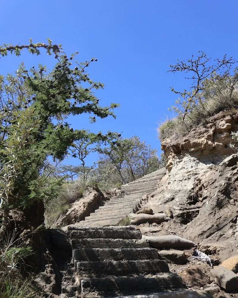 Climbing Mount Longonot - Concrete stairs and steps - Ridges with Loose volcanic ash and gravel - hiking the Mountain