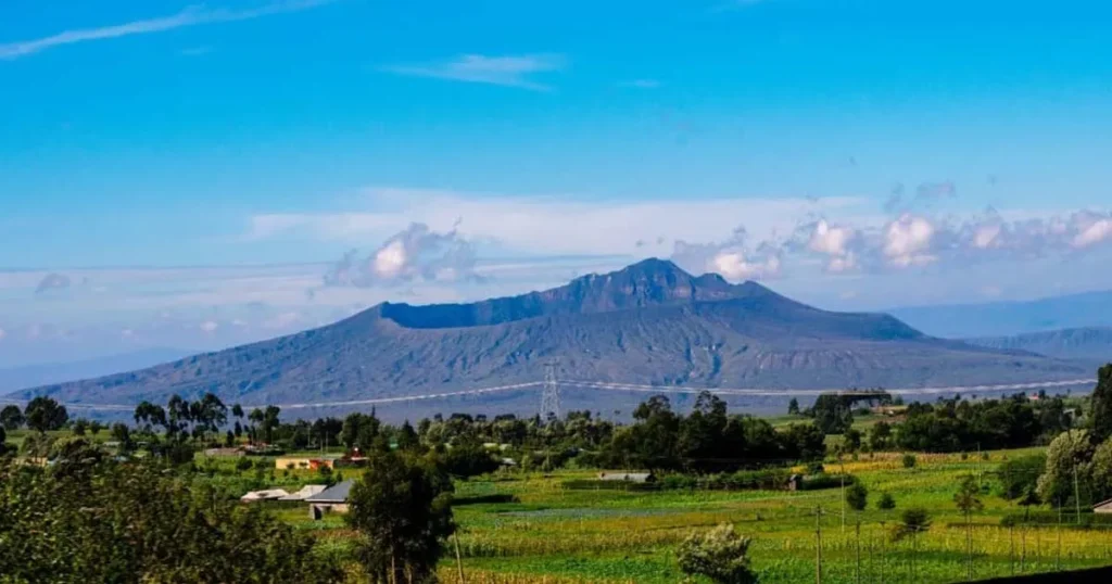 Mount Longonot View from a matatu to Naivasha on A104 highway Nairobi Nakuru